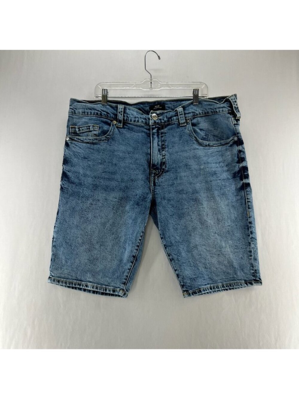 True Religion Ricky Relaxed Straight Denim Shorts Mens 42 Stretch Acid Wash Blue